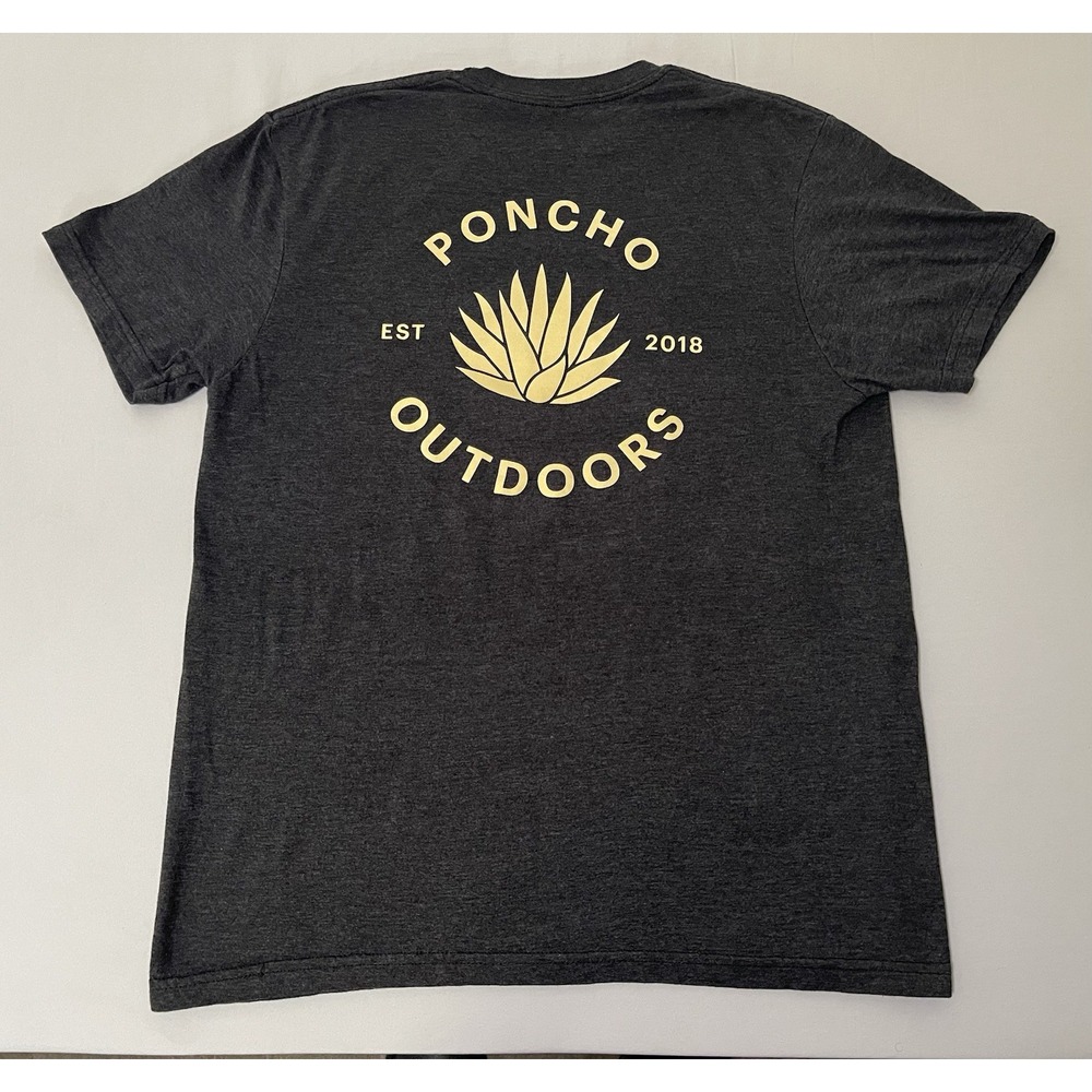 Poncho Outdoors T-Shirt Mens Medium Gray Logo Graphic Agave Crew Neck - Picture 2 of 4